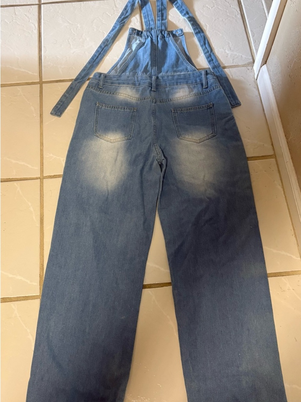 Distressed Blue Denim Overalls - Picture 7 of 13